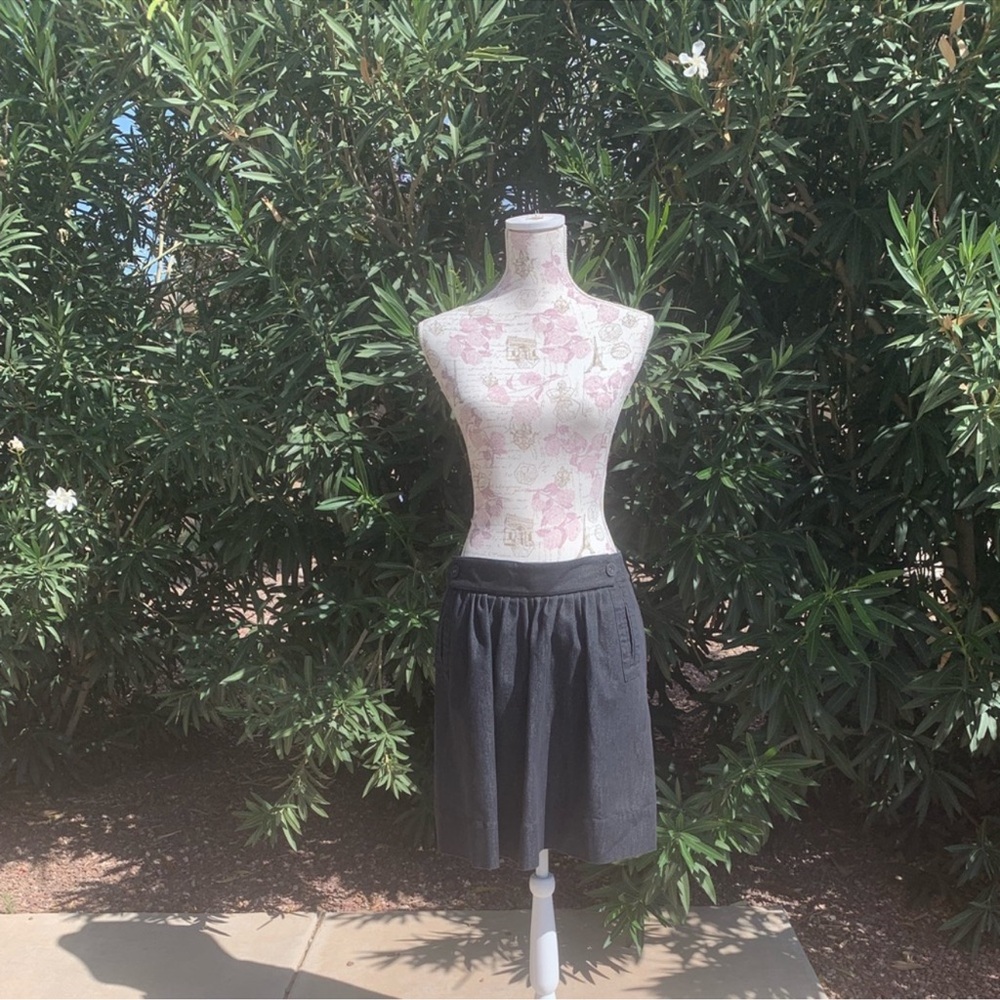 Kenar Black A-Line Skirt Size 6 | Cotton Blend, Pockets, Hidden Zipper